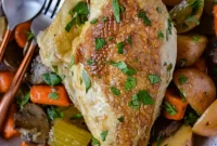 Chicken in White Wine Sauce with Roasted Vegetables