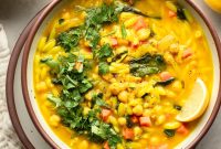 Golden Orzo and Chickpea Soup with Turmeric and Lemon