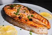 Pan-Seared Lemon Garlic Butter Salmon Steak Recipe