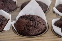 Chocolate Zucchini Sourdough Muffins with Cocoa Swirl