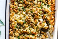 Sausage Stuffing Recipe with Herbs and Crispy Bread