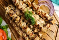 Authentic Greek Chicken Souvlaki Recipe with Tzatziki and Pita