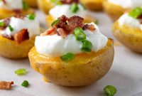 Crispy Baked Potato Bites with Garlic Herb Dip