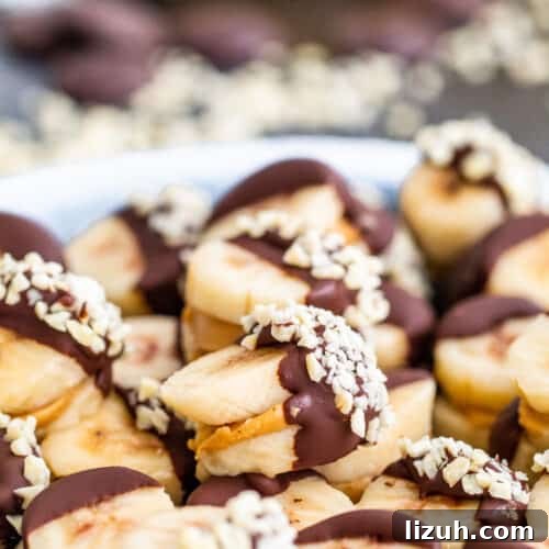 Plate filled with frozen banana bites.