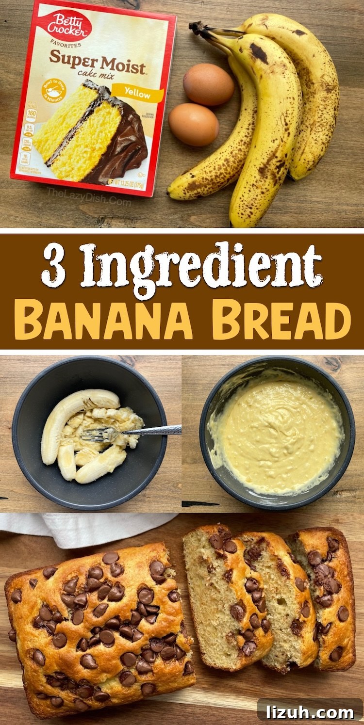 3-Ingredient Banana Bread Made with Cake Mix 14 How to make moist and yummy banana bread with a box of cake mix! This quick and easy baking recipe is a hit with my family. My picky kids love it! We like to top this 3 ingredient banana bread with chocolate chips or nuts for added flavor or crunch. Try experimenting with different cake flavors! Yellow, white, chocolate, spice, etc. It's so simple and yet turns out impressive every time.