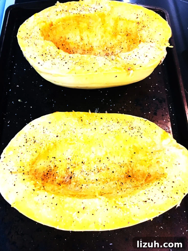 Spaghetti Squash with Crispy Goat Cheese and Herbed Breadcrumbs 3 Spaghetti Squash Before Cooking