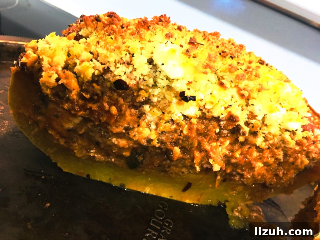 Spaghetti Squash with Crispy Goat Cheese and Herbed Breadcrumbs 7 Serve Cut in Half