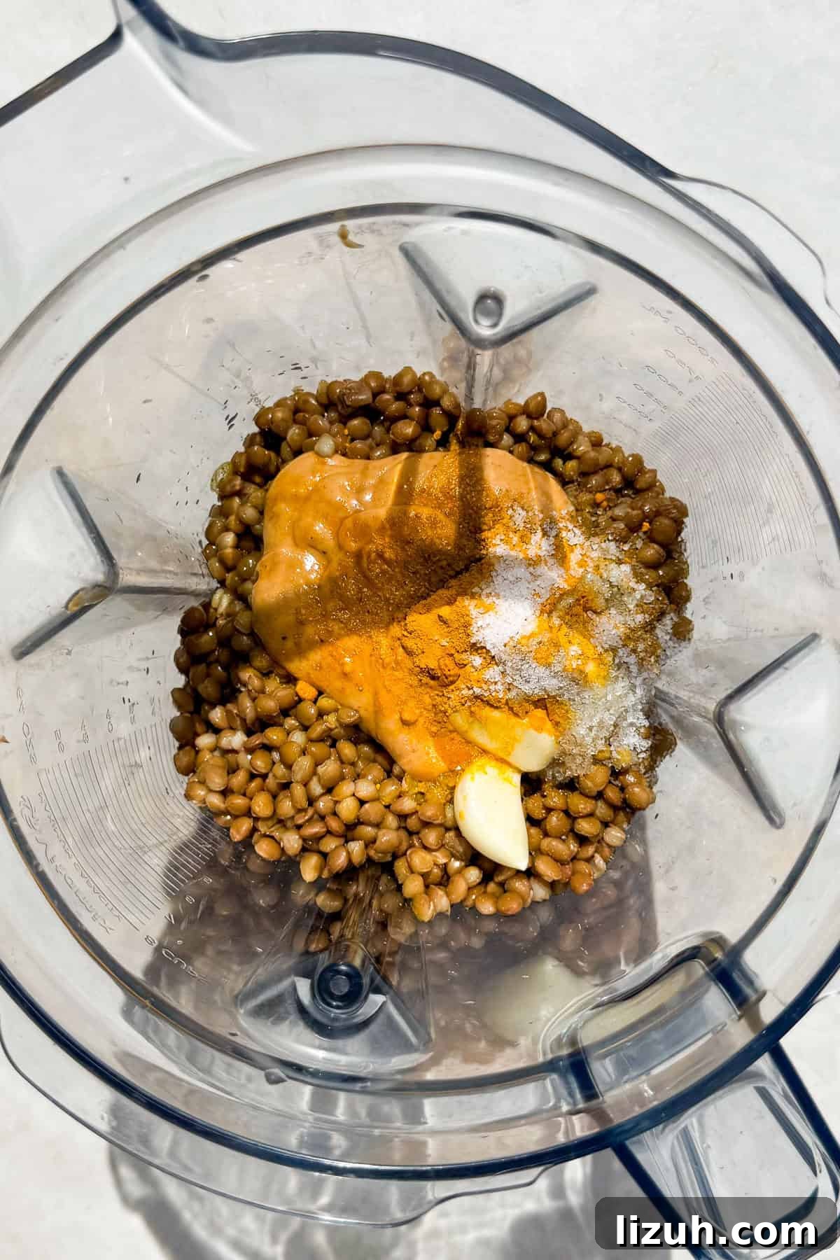 Dip ingredients in a blender jug.
