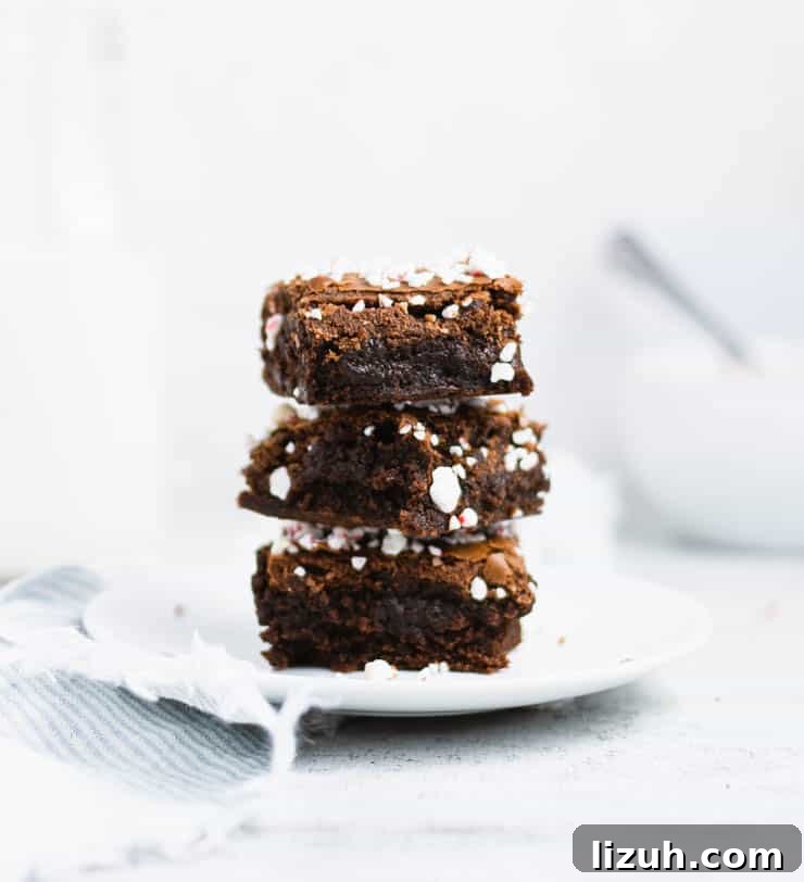 stack of peppermint mocha brownies