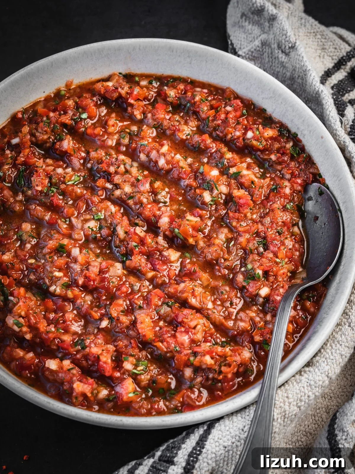 Bowl of Turkish Ezme Salad.