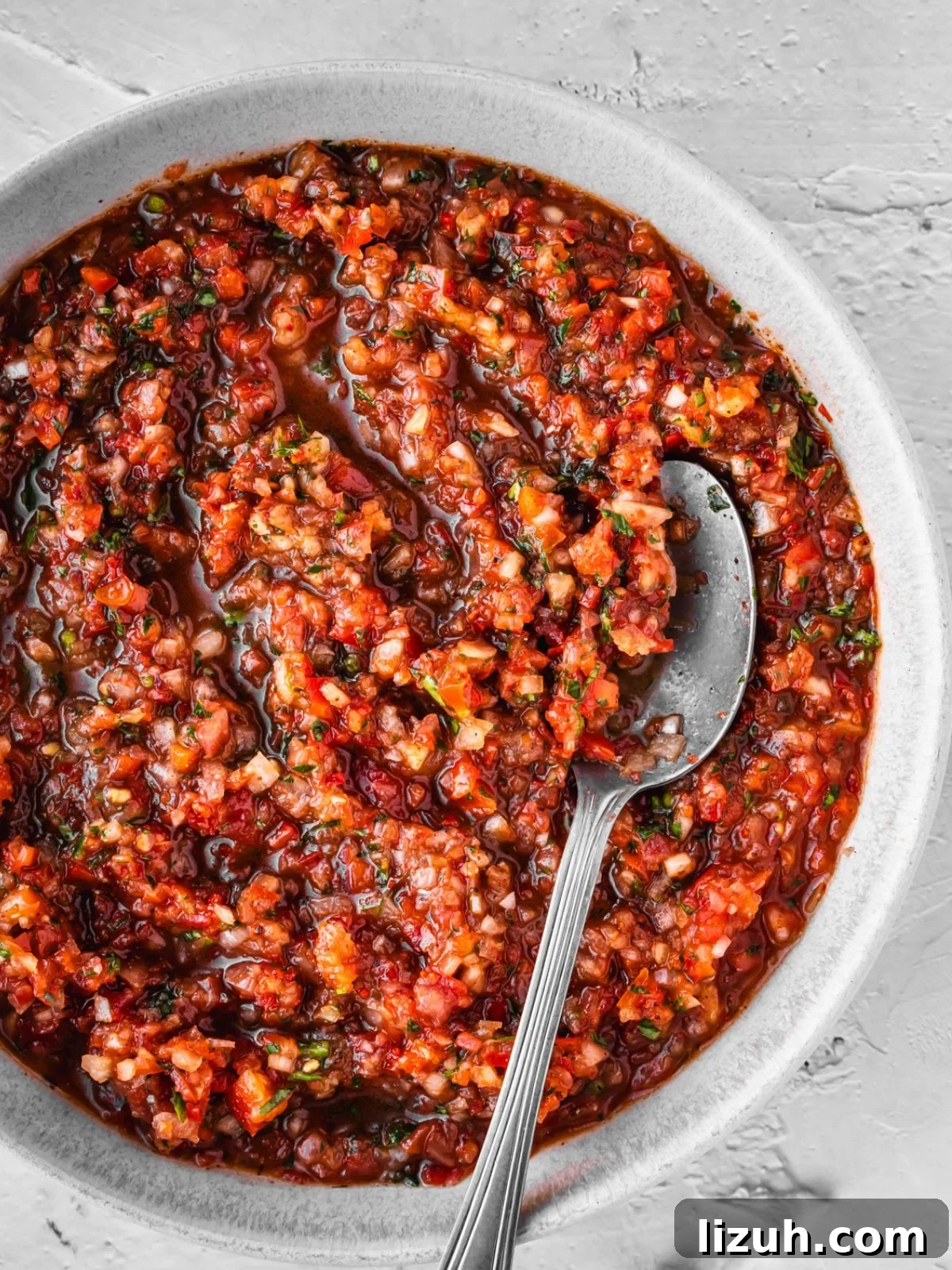 Bowl of Turkish Ezme Salad.