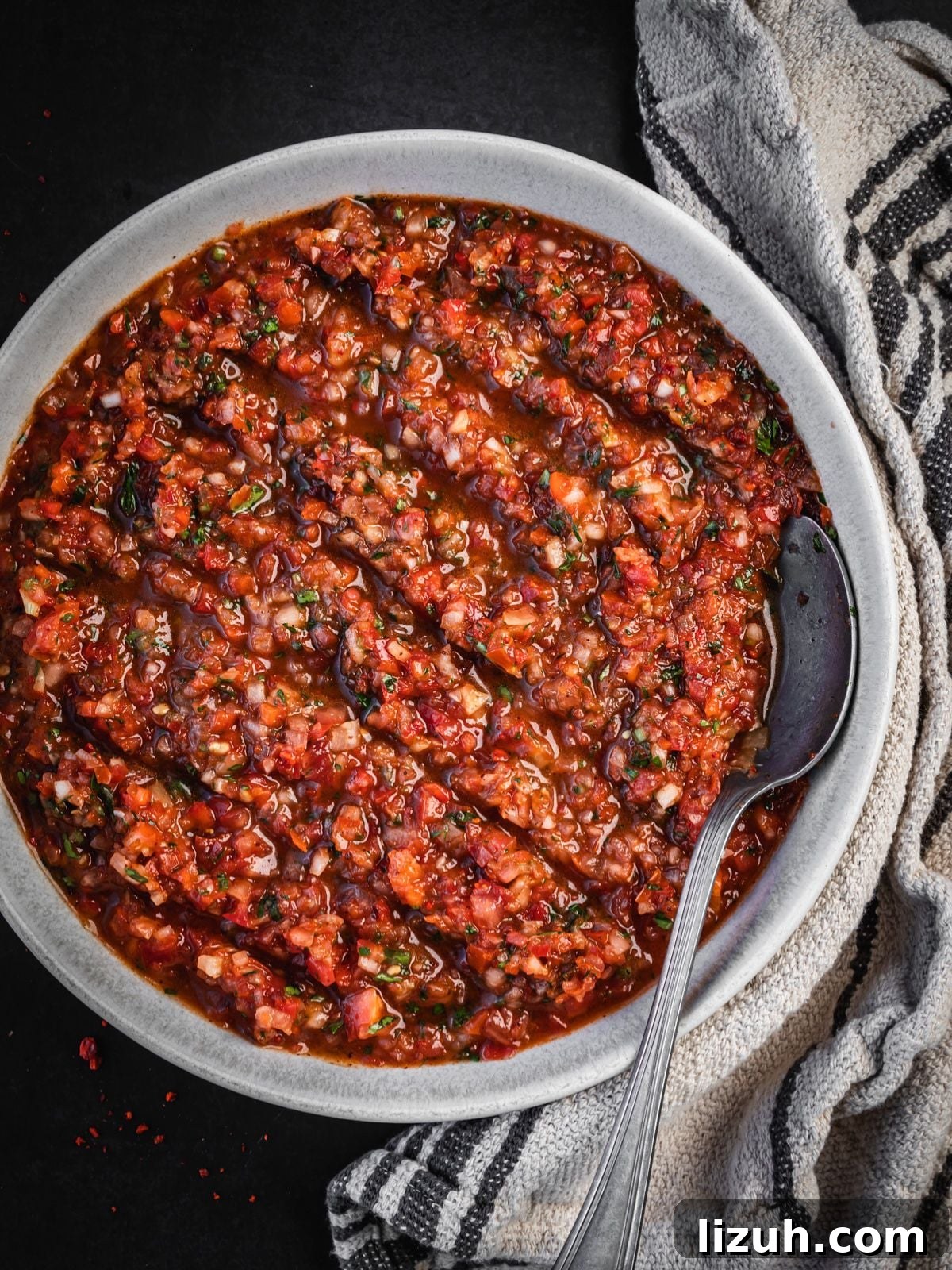 Bowl of Turkish Ezme Salad.