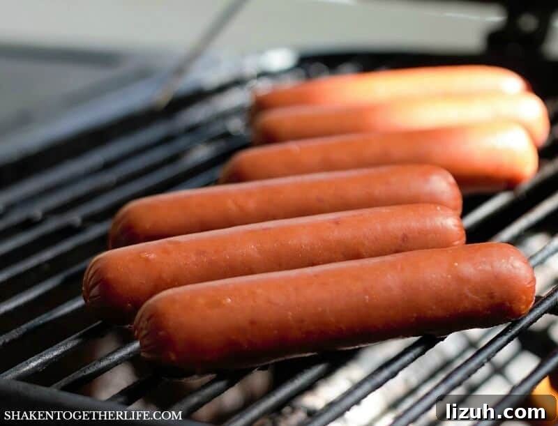 Smoked Sausage on gas grill grate