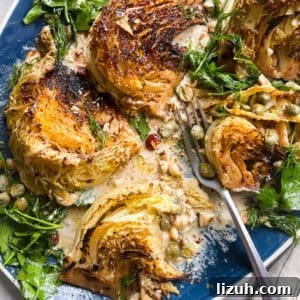 Braised Cabbage, Anchovy Butter, Tahini, Herb & Caper Salad, Primal Gourmet Paleo Whole30