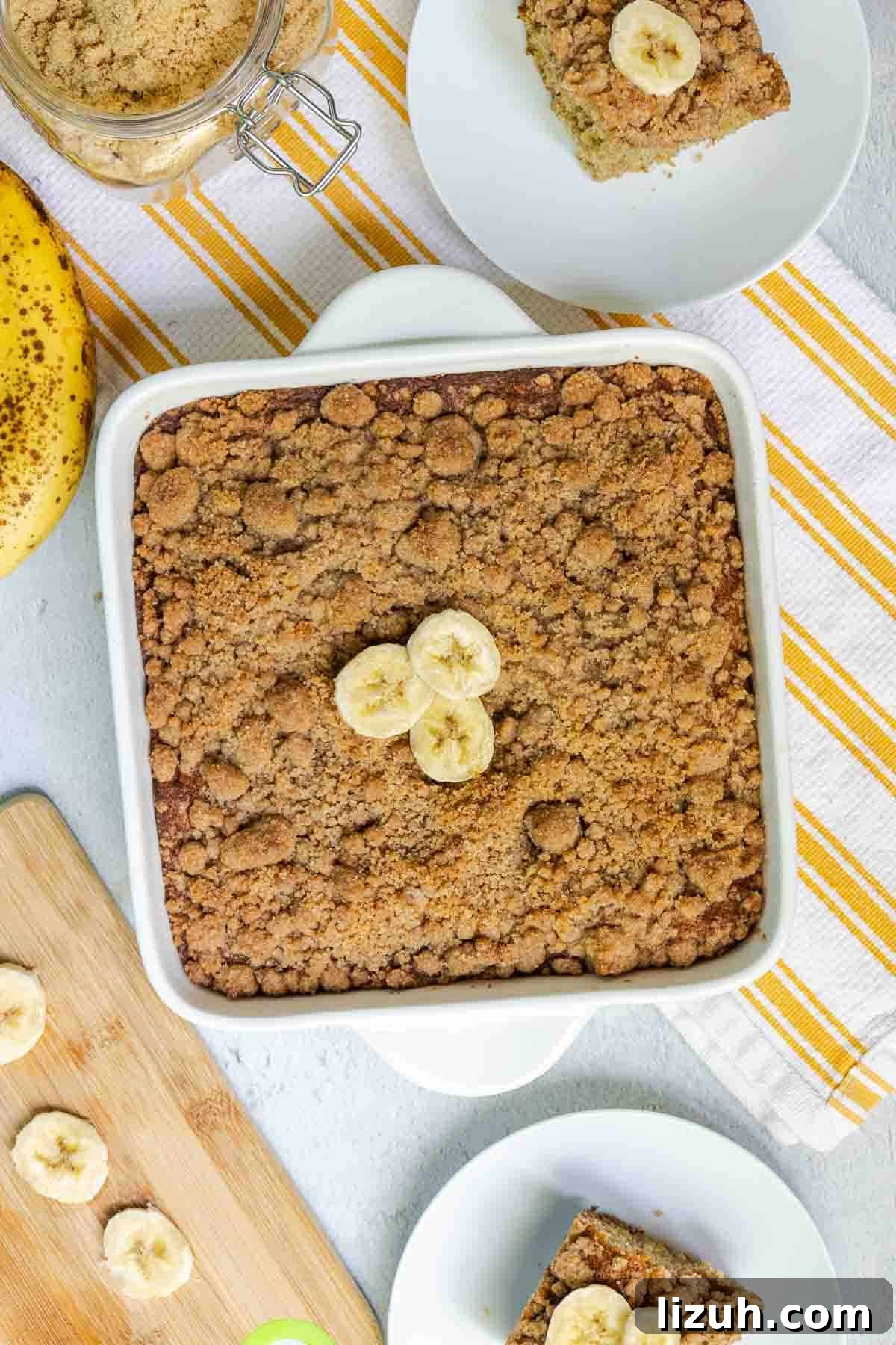 Moist Banana Sour Cream Coffee Cake Recipe for Breakfast 16 Banana Coffee Cake in an 8x8 baking dish