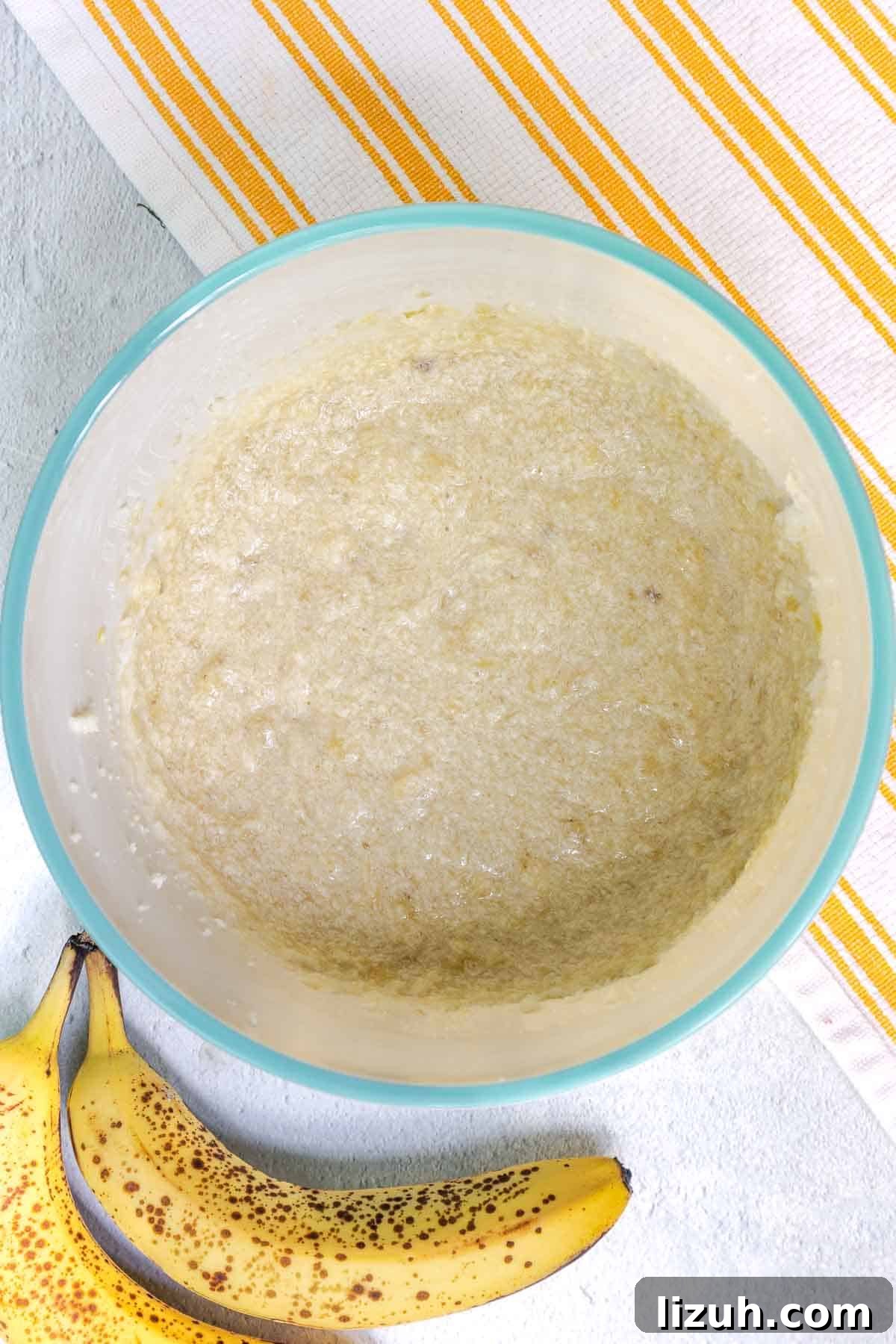 Moist Banana Sour Cream Coffee Cake Recipe for Breakfast 7 The wet ingredient mixture is combined