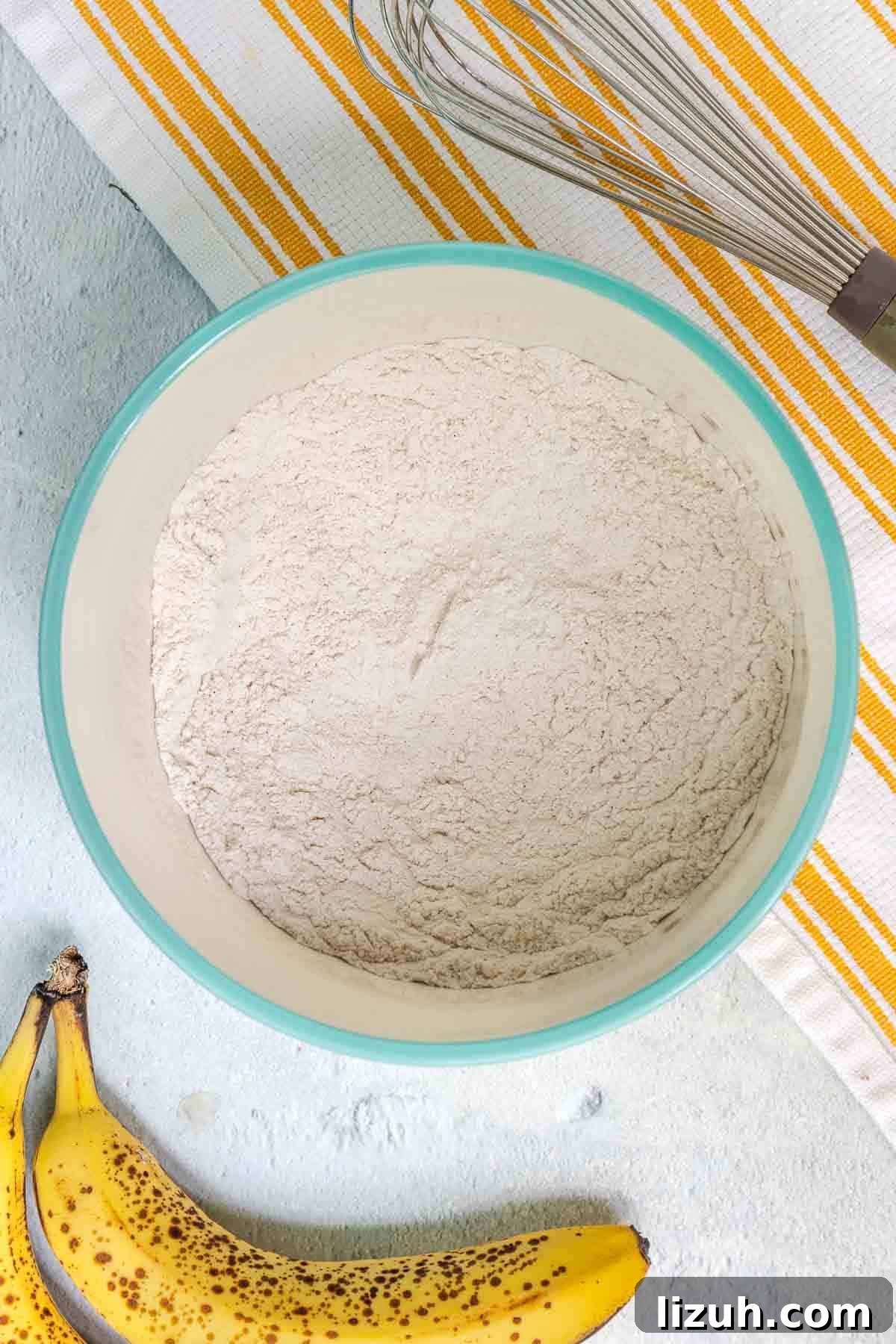Moist Banana Sour Cream Coffee Cake Recipe for Breakfast 8 The dry ingredients are mixed together in a medium mixing bowl