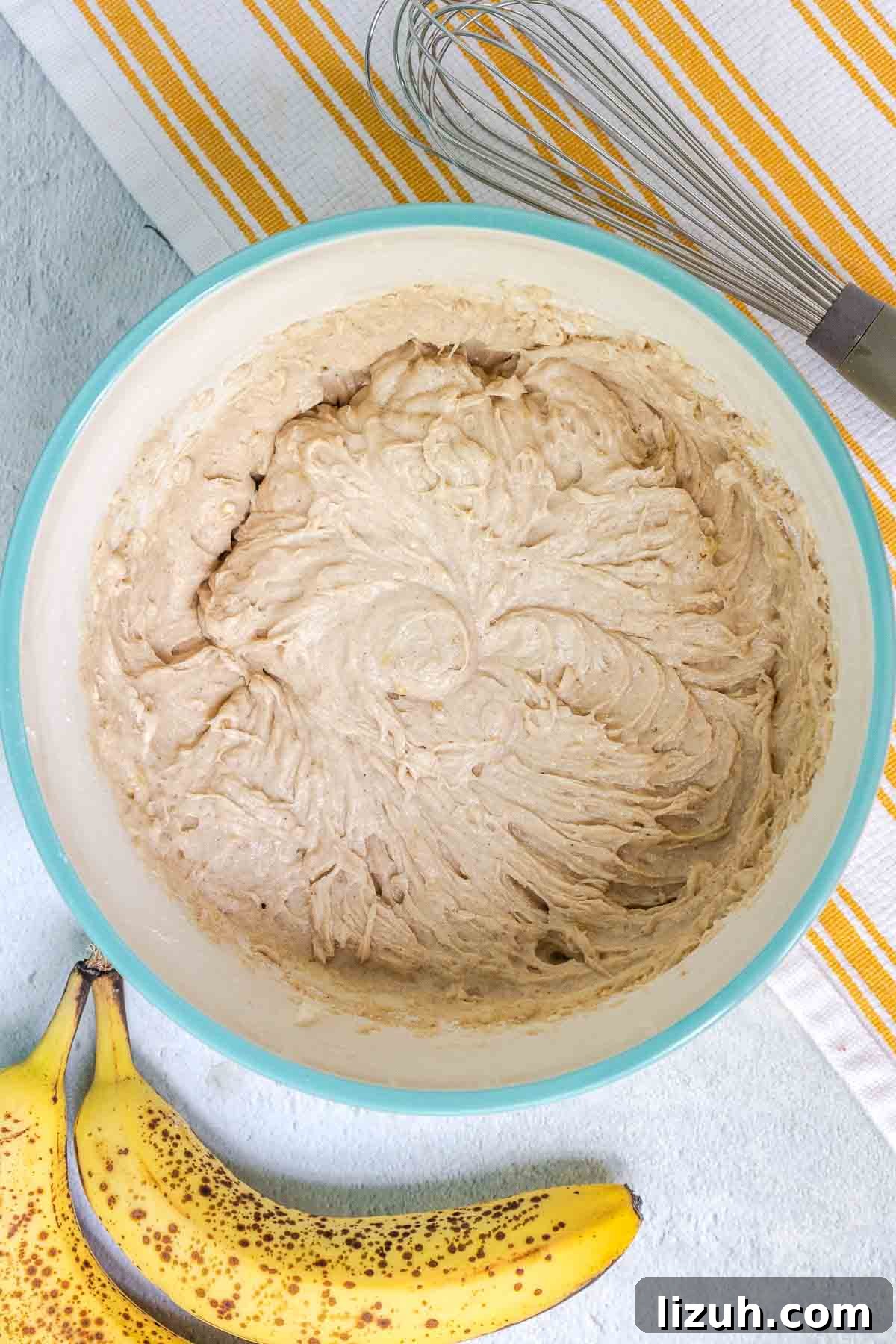Moist Banana Sour Cream Coffee Cake Recipe for Breakfast 9 Banana coffee cake batter mixed until just combined