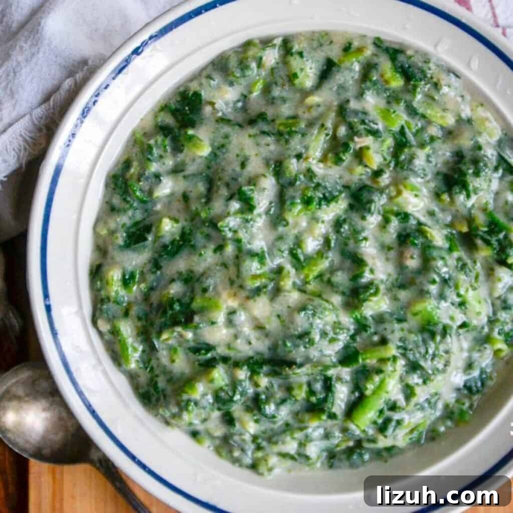 41 Perfect Side Dishes to Serve with Biscuits and Gravy 31 a dish of creamed greens.