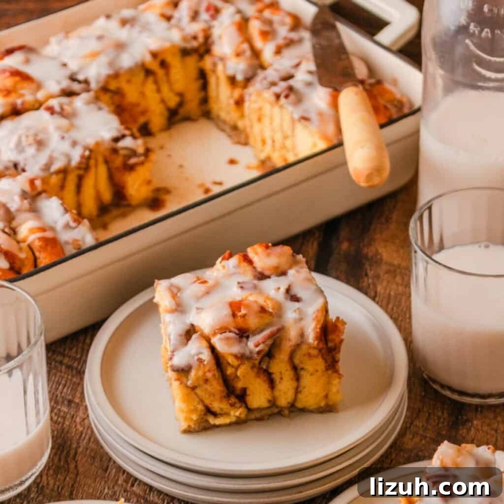 41 Perfect Side Dishes to Serve with Biscuits and Gravy 35 cinnamon french toast in a large dish and a slice on the plate.
