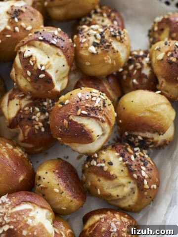 Sourdough Discard Pretzel Bites on a black and white tray.