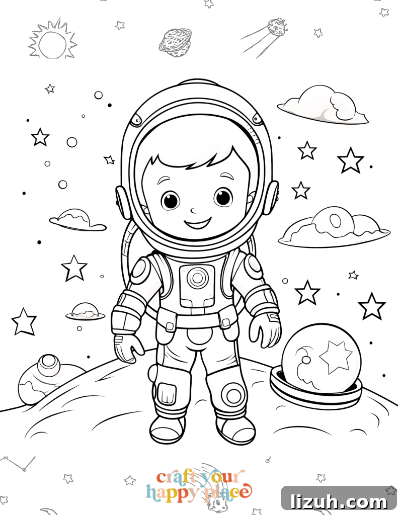 Space coloring page preview 2