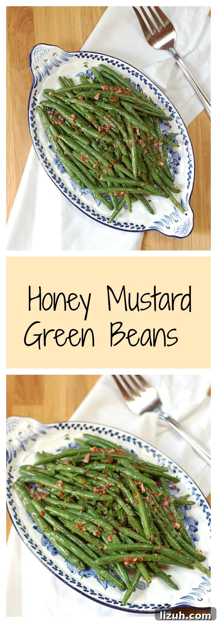 Honey Mustard Glazed Green Beans Recipe 6 Roasted green beans with honey and Dijon. Recipe at turniptheoven.com