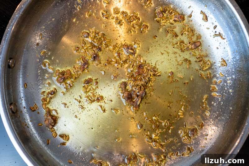 Cooking the anchovies & remaining fennel seeds