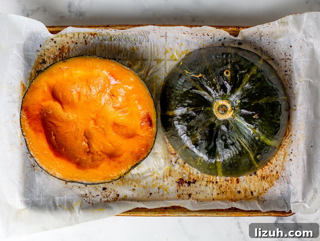 Sunchoke and Kabocha Soup with Crispy Garnishes 5 Kabocha squash cut in half and roasted