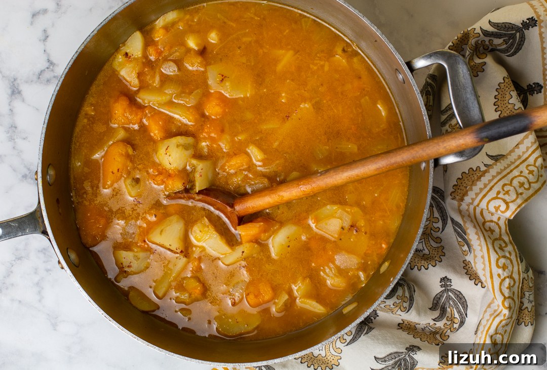 Sunchoke and Kabocha Soup with Crispy Garnishes 7 Cooked Sunchoke & Kabocha Soup - ready to blend