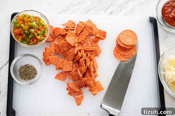 Cut & Mix the Pepperoni Filling