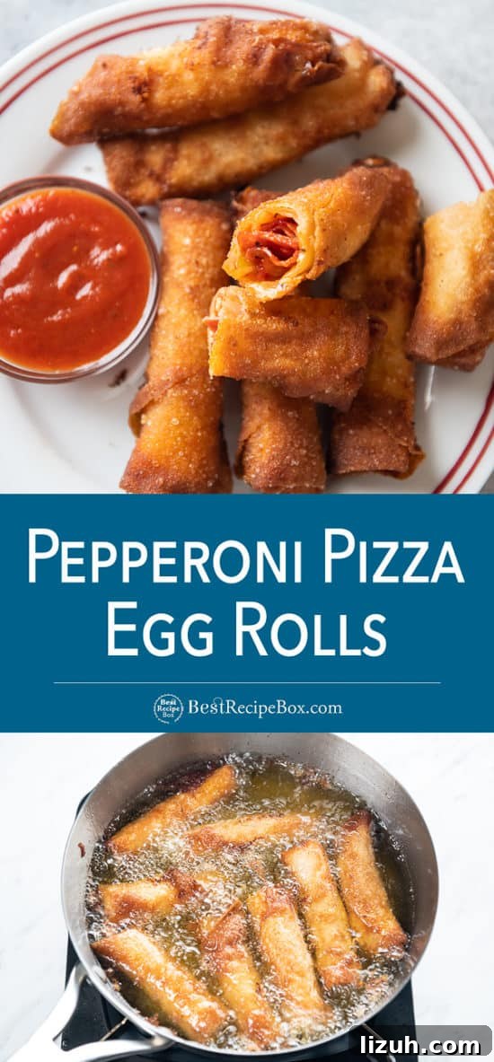 Platter of crispy deep fried pizza egg rolls step by step 