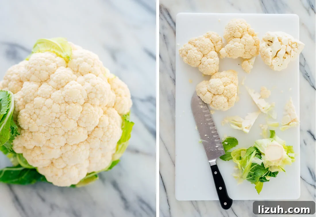 raw cauliflower (whole and quartered)