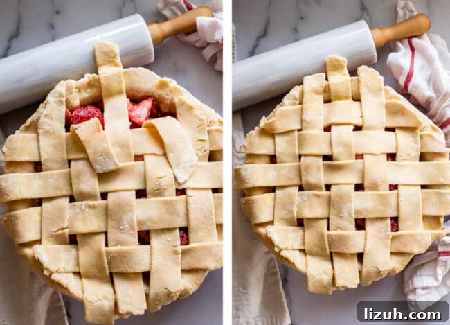 finishing the weave on a simple lattice pie crust
