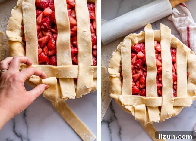 lattice pie crust with strawberry pie