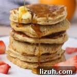 Single-Serve Oatmeal Protein Pancakes: Quick High-Protein Recipe 8 Stack of six pancakes.