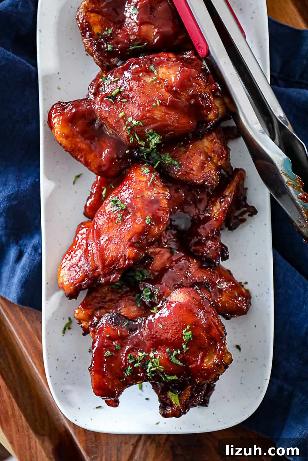 Smoked chicken thighs backyard BBQ party main dish