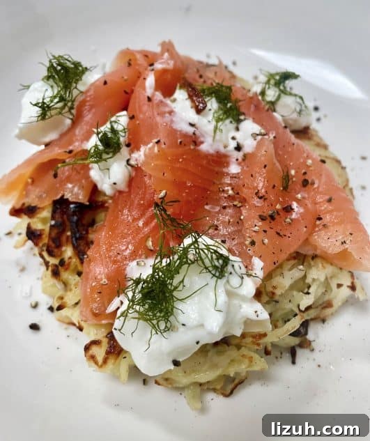 Smoked Haddock and Mash (Bubble & Smoke) 6 smoked salmon served on potato rosti's