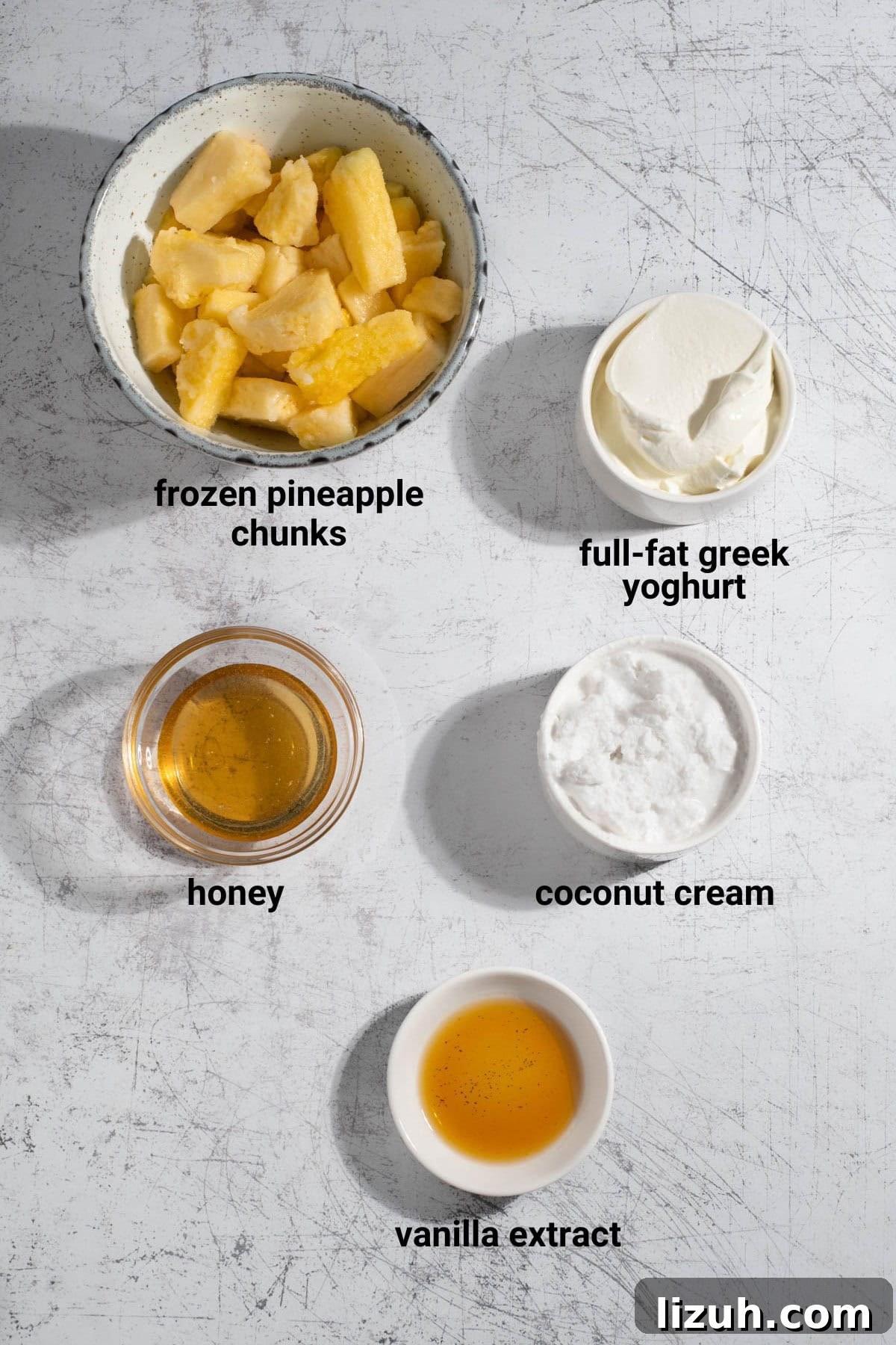 Ultra-Creamy Piña Colada Smoothie — No Banana, No Ice 7 Pina colada smoothie ingredients.