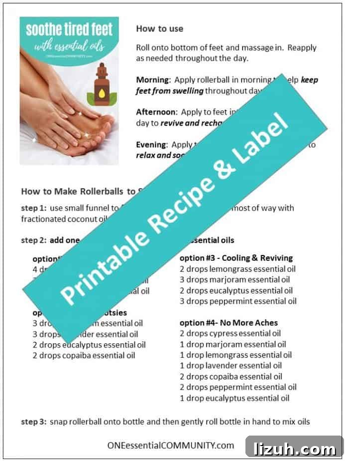 Revitalize Tired Feet with Cooling Rollerball Relief 11 link to free printable of recipe and label