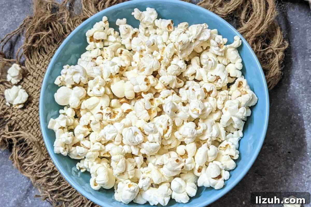 Air fried popcorn in a bowl