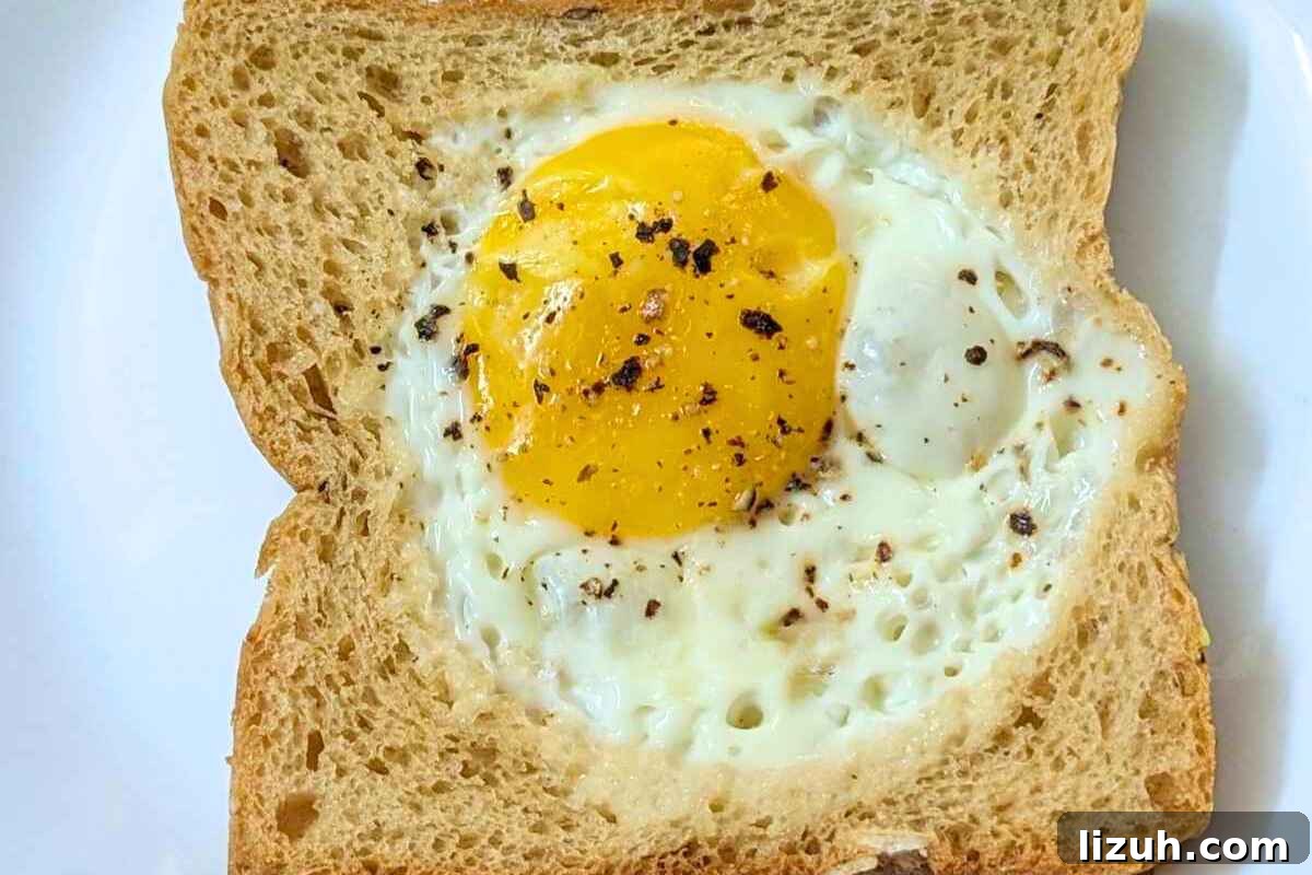 Egg toast after air frying on a plate