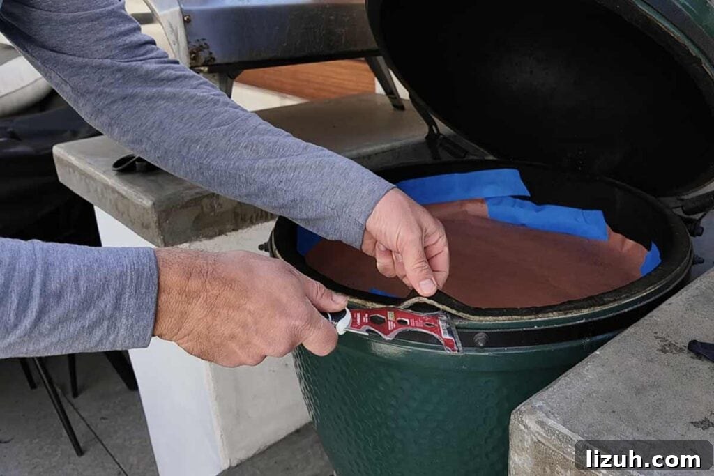 Removing old big green egg gasket
