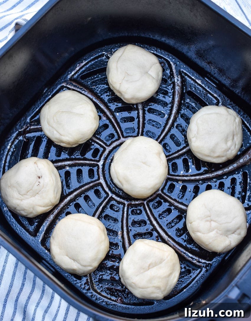 homemade fried oreos in the basket of an air fryer