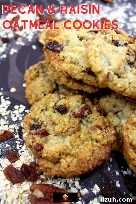 Pecan and Raisin Oatmeal Cookies. Soft and Chewy on the inside and crispy on the outside, these are the BEST EVER oatmeal cookies, loaded with pecan nuts and raisins. A simple classic cookie recipe