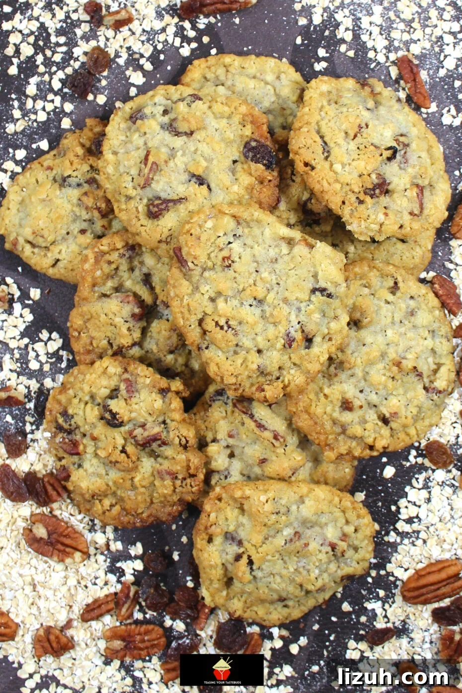 Pecan and Raisin Oatmeal Cookies. Soft and Chewy on the inside and crispy on the outside, these are the BEST EVER oatmeal cookies, loaded with pecan nuts and raisins. A simple classic cookie recipe