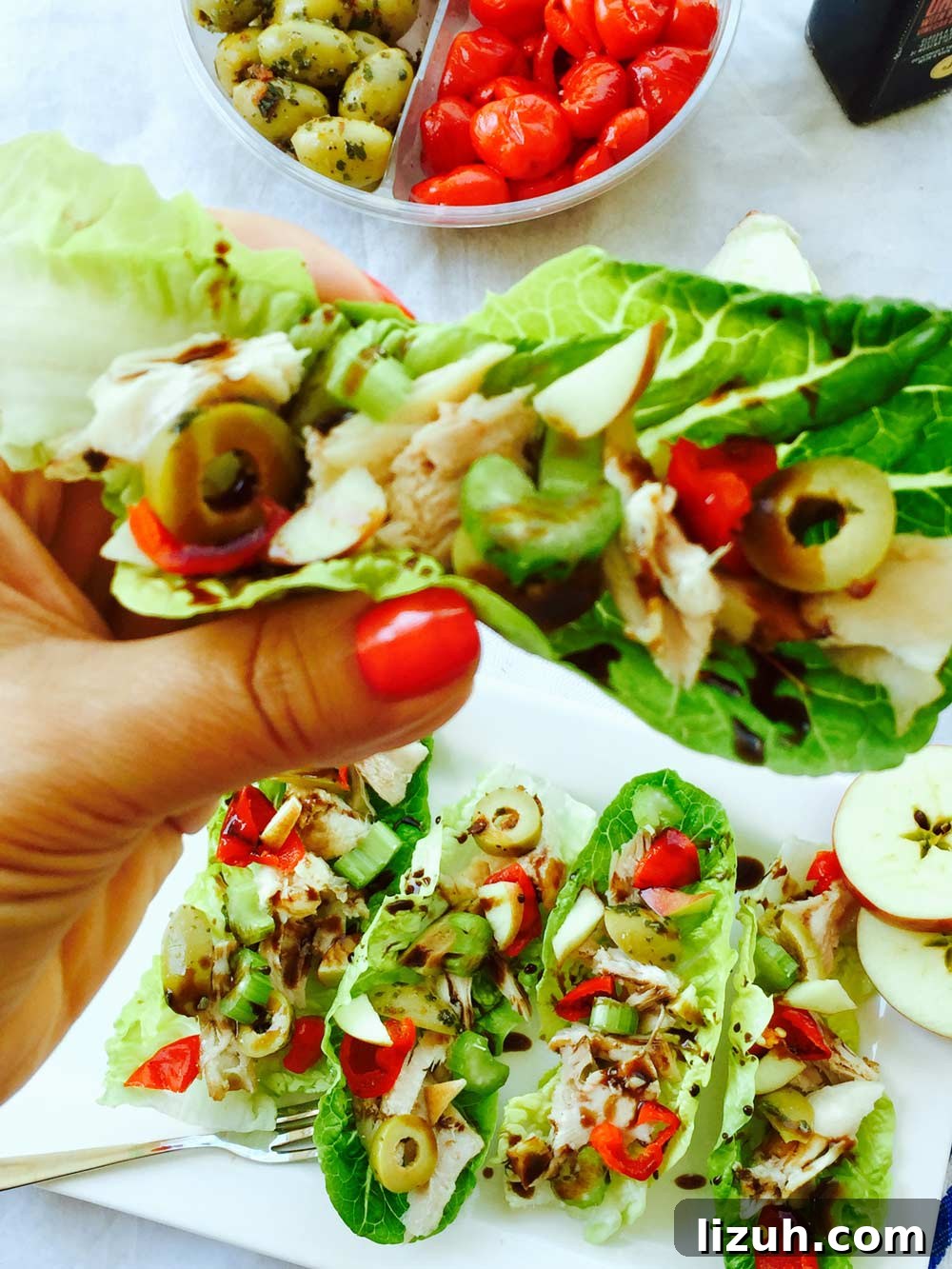 Gem lettuce, chicken