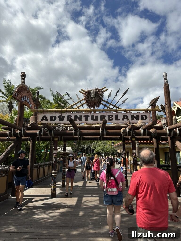 The gate for Adventureland at Disney 