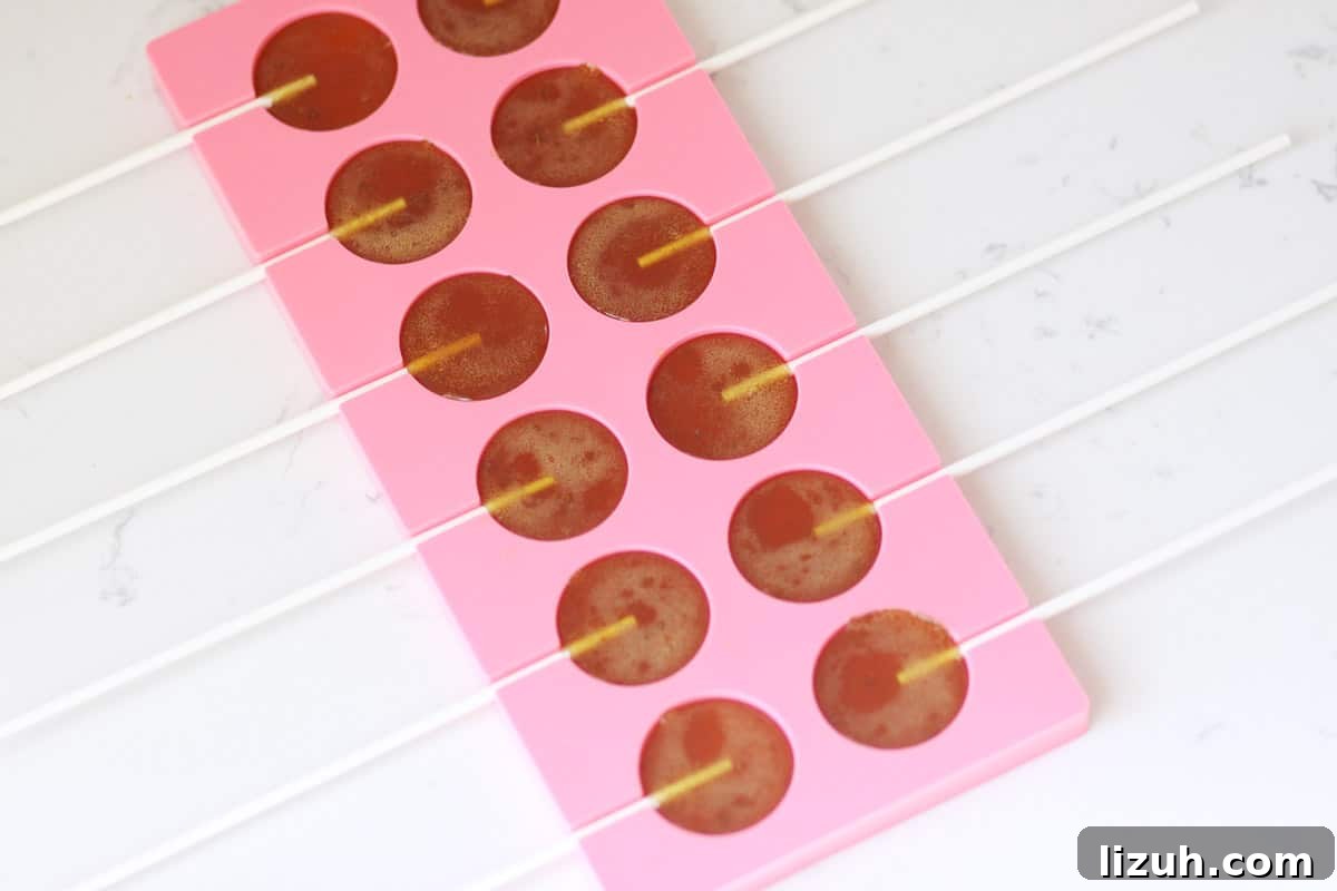 Homemade Honey Lollipops: A Sugar-Free Recipe You’ll Love 7 a lollipop mold with homemade honey lollipops