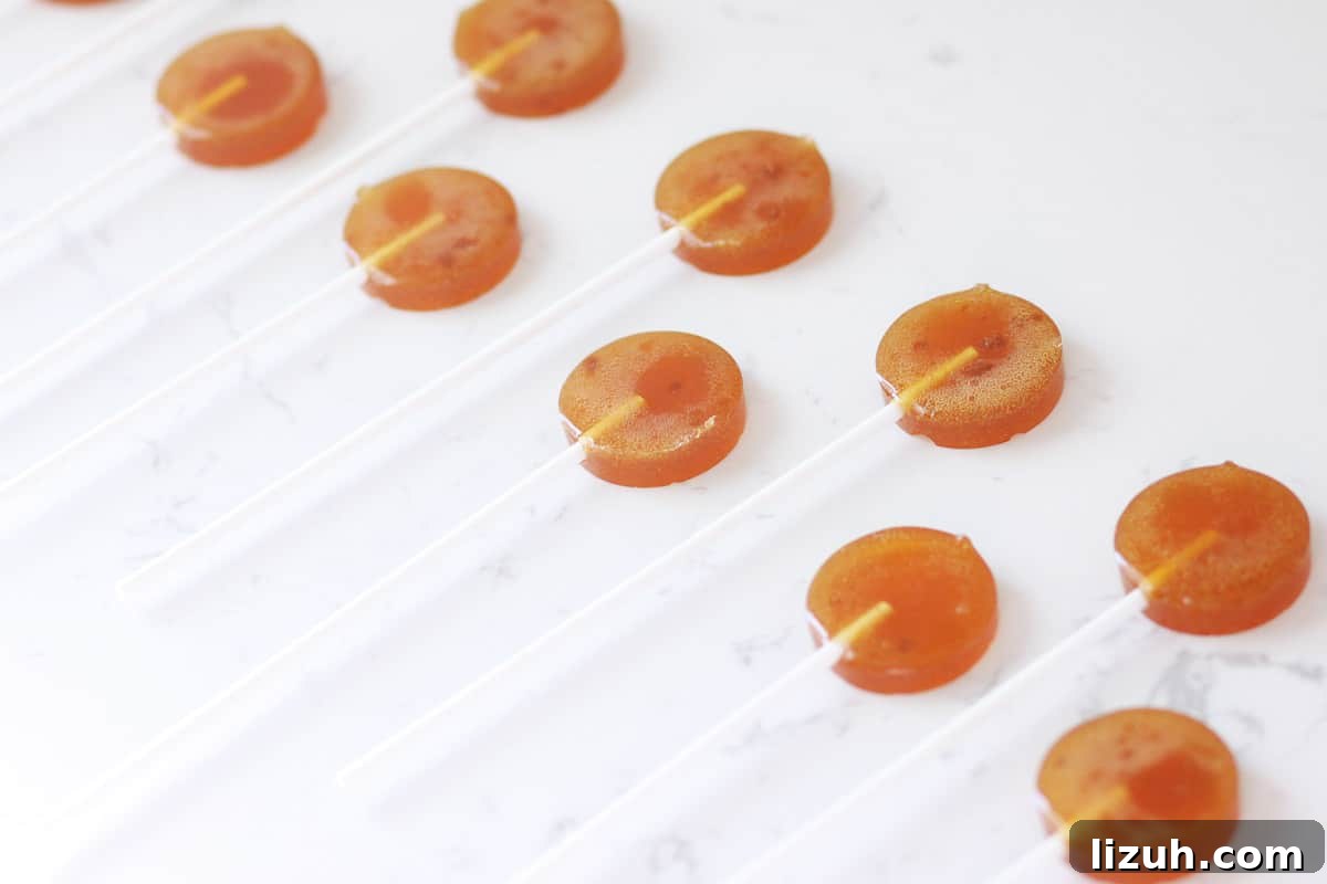 Homemade Honey Lollipops: A Sugar-Free Recipe You’ll Love 8 homemade honey lollipops on a countertop
